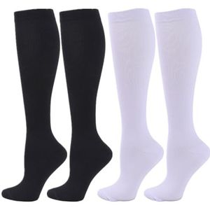 Zingso Compressiekousen voor dames en heren, 2/3/4/6 paar 20-25 mmHg kniekousen, compressiekousen voor sport, atletiek, oedeem, diabetes, spataderen, reizen, zwangerschap, verpleging, XXL