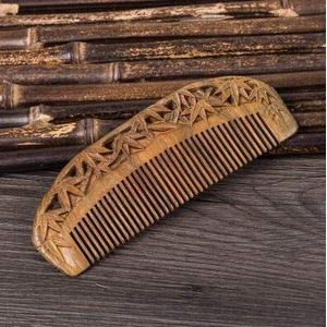 WEKOW 1 STKS Kleur Veranderende Groene Sandelhout Kam Hele Houtsnijwerk Bloem Carving Jade Sandelhout Antistatische (6)