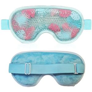Koeloogmasker met gelkraal, herbruikbaar, koud kompres, ijspak, slapende oogkoelpad (blauwe bladeren)