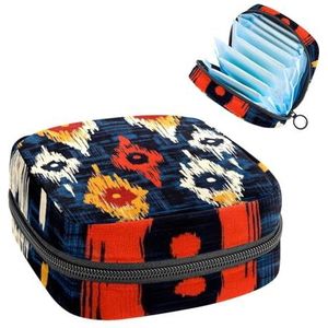 Etnische Tribal Naadloze Patroon Maandverband Opbergtas, Grote Menstruatie Cup Pouch met Rits, Menstruatie Pads Bag Store Panty Liners Tampons voor Meisjes Vrouwen
