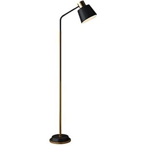 Retro Minimalistische Vloerlamp, Moderne eenvoudige ijzeren vloerlamp verstelbare lampenkap lezing lamp woonkamer vloerlicht staande licht for slaapkamer sofa Leeslamp Woonkamer(A-Black Gold)