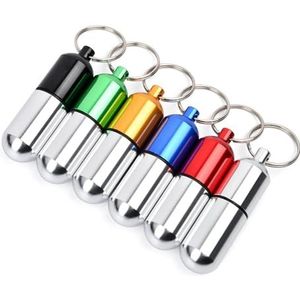 Dokeno - Mini-Pillendoos - Zwart Zilver Rood Groen Blauw - 6 Stuks Sleutelhanger