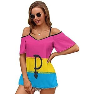 Pansexual Pride Symbool En Vlag Vrouwen Blouse Koude Schouder Korte Mouw Jurk Tops T-shirts Casual T-shirt S
