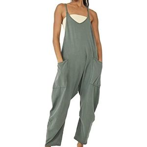 Casual Jumpsuit Voor Vrouwen, Casual Losse Lange Bib Broek | Mouwloze Bandjes Dubbele Zakken Overall Jumpsuit