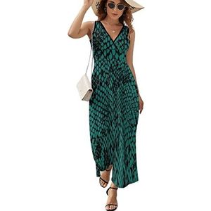 Groene slangenhuid dames lange jurk mouwloze maxi-jurk zonnejurk strand feestjurken avondjurken XL