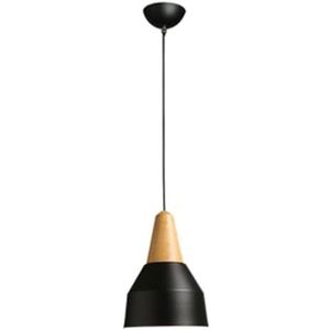 LANGDU Macaron enkele kop kroonluchter creatieve lampenkap met houten aluminium eetkamer hanglamp E27 voet - verstelbaar koord thuis hanglamp for keukeneiland studeerkamer woonkamer bar(Color:Dark,Siz