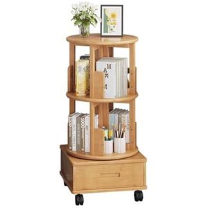 INEOUT Roterende boekenplank, roterende boekenplank toren, houten smalle boekenplank 360 graden zonder dode hoek display, kan worden gebruikt voor slaapkamer, woonkamer