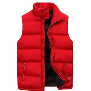 NEMWYY Gewatteerd vest voor heren, donsvest, lichte lichaamswarmer, mouwloze jas, winter, warme bovenkleding, vest, donsvest, casual, outdoor, gewatteerde lichaam, winterwarmer,, A-Rood, 3XL