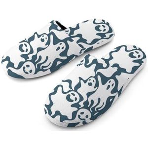 Spooky Ghosts Boo Pantoffels voor dames, met volledige print, warme antislip rubberen zool, huisschoenen voor binnenhotel 40-41 (9-10)