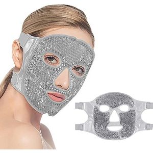 CAM2 Koelmasker voor gezicht, oogmasker, verkoelend, gelgezichtsmasker, herbruikbaar gelparel-oogmasker voor gezwollen ogen, wallen (grijs)