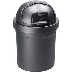 Rotho Roll Bob ronde afvalbak 10l met deksel, Kunststof (PP) BPA-vrij, zwart, 10l (26.5 x 26.5 x 39.5 cm)
