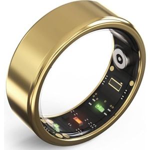 Fitness Smart Ring, Tracker voor hartslagmeter, Bloedzuurstof, Lichaamstemperatuur, Slaap, Stappenteller, APP, Oplaadbaar, Waterdicht, voor dames en heren (Color : Gold, Size : #10)