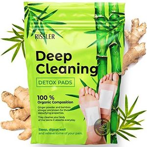 Rissler Premium Detox Voetpleisters - 10 stuks 100% Natuurlijk met Gemberpoeder - Verbeter de Kwaliteit van Slaap, Verminder Stress & Reinig Lichaam - Recept 2023