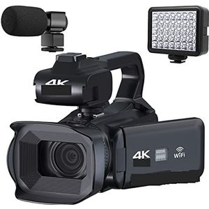 Digitale Camera, Release 4K Camera Camorders Webcam Camera 64MP Ultra HD Camera 18X Zoom 4.0""Touchscreen cameravideo(64G SD Card,RX200-mic-light)