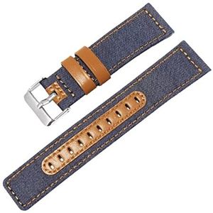 Horlogebandjes voor mannen en vrouwen, horlogeband 20 mm-22 mm nylon waterdichte horlogeband met snelsluiting for analoog horloge, quartz horloge met wijzerplaat (Color : Dark Denim, Size : 22mm)