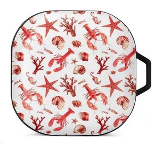 Aquarel Sea Life Oordopjes hoesje compatibel met Samsung Hard Shell Beschermhoes Zwart-stijl