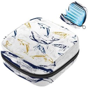 MUOOUM Sea Life Walvissen Schildpad Patroon Maandverband Opbergtas Draagbare Menstruatie Tas voor Vrouwen Tiener Meisjes Menstruatie Cup Pouch Nursing Pad Houder