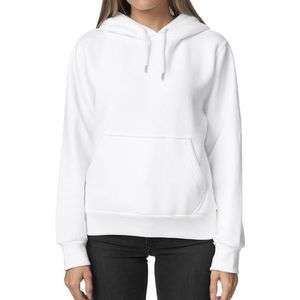 Smith & Solo Hoodie voor dames, met capuchon, katoen, lang, met capuchon, pullover, sweatshirt, ronde hals, slimfit, vrije tijd, sport, lange mouwen, hoodies, training, trui, streetwear, wit, L