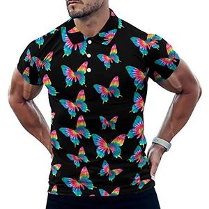 Tie Dye Vlinder Casual Polo Shirts Voor Mannen Slim Fit Korte Mouw T-shirt Sneldrogende Golf Tops Tees 5XL