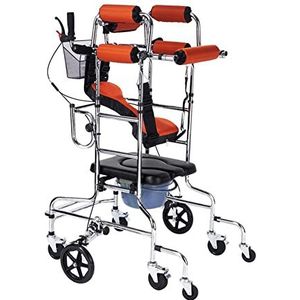 Standaard wandelaars 150 kg loophulp met toilet en opbergmand voor oudere senioren staande rollator loophulp met 8 wielen in hoogte en breedte verstelbaar