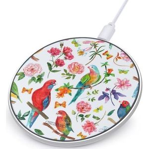 Vogels, Rozen, Bloemen En Vlinders Draadloze Oplader 10W Max Draadloos Opladen Pad Compatibel met IPhone Galaxy Mate