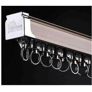 Gordijnrails for plafondmontage, plafondgordijnrails, gordijnrails, dubbele, zware gordijnrailset, plafondgordijnrails (wit, 260 cm/8,5 ft)(Champagne Gold a,130cm/4.3ft)