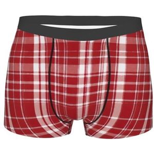 Geruite rode en zwarte print heren boxershorts met elastische taille - zachte boxershorts voor heren, stretch fit ondergoed voor dagelijks gebruik - getailleerd hipsterondergoed, Zwart, L-XXL