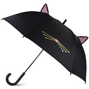 Kate Spade New York Grote lichtgewicht reisparaplu, zwarte kat