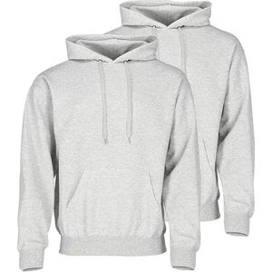 Fruit of the Loom Dubbelpak Classic Hoodie voor heren, verpakking van 2 stuks + gratis MyShirt stoffen zak, grijs, XL