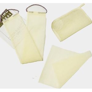 Vottcker Afrikaanse sponsnet luffa, set van 3 stuks, wit, nylon, exfoliërende bodyscrubber, baddouchedoekenset voor gezicht, rug, lichaam