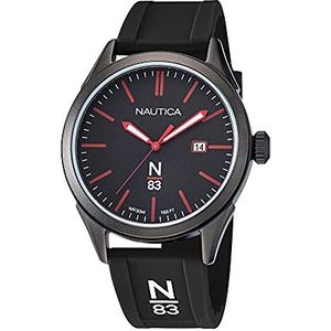 Nautica Men's Quartz Silicone Strap, Black, 20 Casual Watch (Model: NAPHBF118)