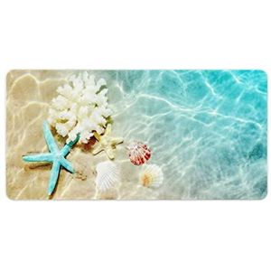 Zeester Koraal En Zeeschelp Op Strand Mode Bureau Muismat Antislip Gaming Muismat Accessoires Decor 30x60cm