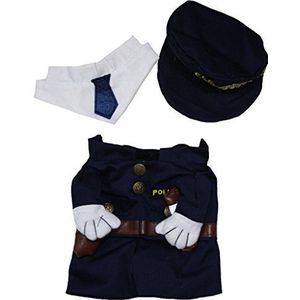 Petitebelle Puppy Kleding Hond Jurk Politie Top Hoed Sjaal Kostuum, X-Large, Dark Blue, White