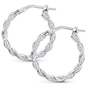 Amberta 925 Sterling Zilveren Oorringen voor Dames | Zilveren Gedraaide Hoops | Gedraaide Touw Hoepel Oorbellen | Zilveren Ronde Hoepel Oorbellen voor Dames: Spiraal Hoepel Gedraaide Oorbellen 20 mm