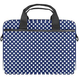 Nautische Polka Dots Blauw Laptop Schouder Messenger Bag Crossbody Aktetas Messenger Sleeve voor 13 13.3 14.5 Inch Laptop Tablet Beschermen Tote Bag Case, Meerkleurig, 11x14.5x1.2in /28x36.8x3 cm