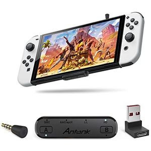 Antank Bluetooth-audiozender ondersteunt aptX-HD aptX Low Latency AAC, compatibel met Nintendo Switch/Lite/OLED/PS4/PS5 Dual Stream Adapter Spraakchat in Game B35