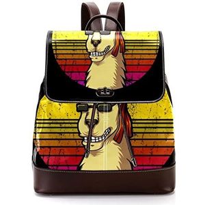 Cool Alpaca Llama Retro Sunrise Gepersonaliseerde Schooltassen Boekentassen voor Tiener, Meerkleurig, 27x12.3x32cm, Rugzak Rugzakken