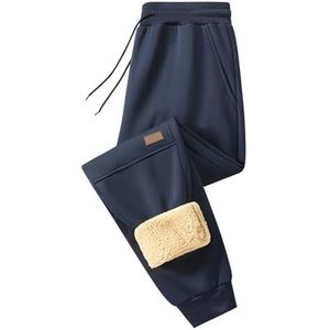 Thermische Broek Heren Winter Katoenen Fleece Broek Warme Leggings Plus Fluwelen Elastische Broek Met Trekkoord Toelopende Joggingbroek Dikke Sportbroek Vrijetijdsbroek(Blue,3XL)