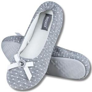 soxo Elegante Pantoffels Dames Sloffen Dames Cadeau Voor Vrouwen Damespantoffels Slippers 37-38 Grijs Met Diamant