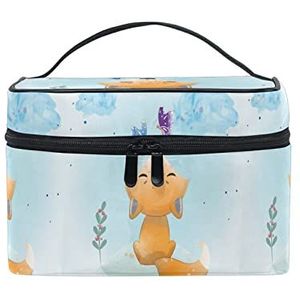 Schattige baby vos vlinder dier make-up tas voor vrouwen cosmetische tassen toilettas trein koffer