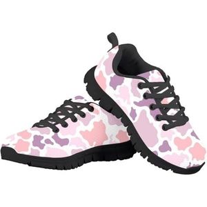 Printpub Leuke Grafische Meisjes Atletische Schoenen Basic Trainer Mode Sneakers Platte Schoenen Ademend Mesh Schoenen, Koe, 3 Little Kid