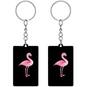 Flamingo Acryl Sleutelhanger met Sleutelhangers Grappige Sleutelhanger Cadeau Voor Vaderdag Moederdag Kerstmis