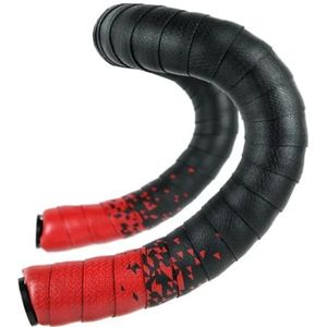 Fietsstuurband, anti-vibratieontwerp, PU-kunststof, EVA, voor fietsen, gebogen, ademend, antislip handgreep, stuurband (kleur: rood)