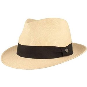 Originele Panama-hoed, stro-hoed, zomerhoed van Ecuador, smalle Trilby, handgevlochten, uv-bescherming, bescherming tegen breuken, natuur (zwarte band), 61/62 cm