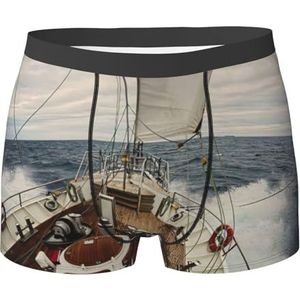 DEXNEL Heren ondergoed Boxer Slip Zacht Ademend Ondergoed 1pack, Oceaan Zeilboot, Zwart, XL