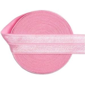 5 10 Yard 3/4"" 20 mm effen glanzende FOE vouw over elastische spandex satijnen band haar stropdas hoofdband jurk naaien kant trim-Rose roze-5 yards
