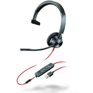 Plantronics – Blackwire 3315 USB-C (Poly) – bekabelde één-oor headset (mono) met microfoonarm – verbinding met PC/Mac via USB-C of smartphone/tablet via 3,5 mm-aansluiting, teams (gecertificeerd)