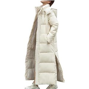 Sawmew Dames verdikte lange donsjas Dames winterjas met capuchon Gewatteerd comfortjack M-3XL (Color : Off white, Size : XXL)