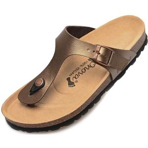 BOnova Ibiza Vegan Teenslippers voor dames in 4 kleuren. Veganistische teenslippers voor vrouwen met kurk-voetbed - Gemaakt in de EU!, Brons, 39 EU