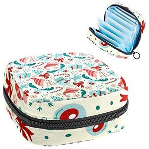 vrolijke kerst sneeuwman,Periode Pouch Draagbaar,Tampon Opbergtas,Tampon Houder voor Portemonnee Vrouwelijke Product Organizer, Meerkleurig, 4.7x6.6x6.6 in/12x17x17 cm